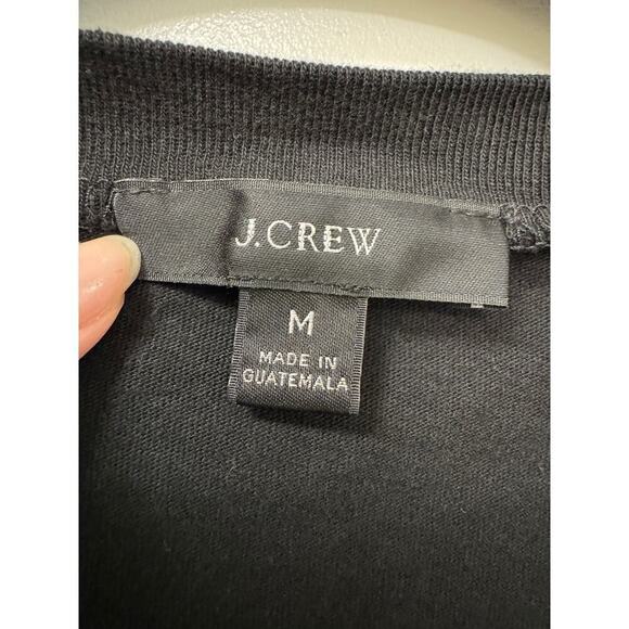 J. Crew 3/4 Sleeve Black Cotton Top Ruffle Neckline Puffy Sleeves Medium - Picture 4 of 6